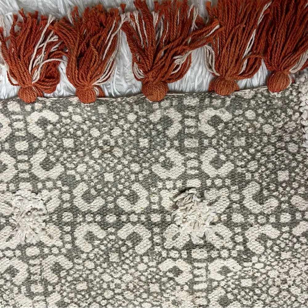 lodi cotton rug 49x26 inch Area Rug Bohemian Tassels Distressed Multi Color NWOT